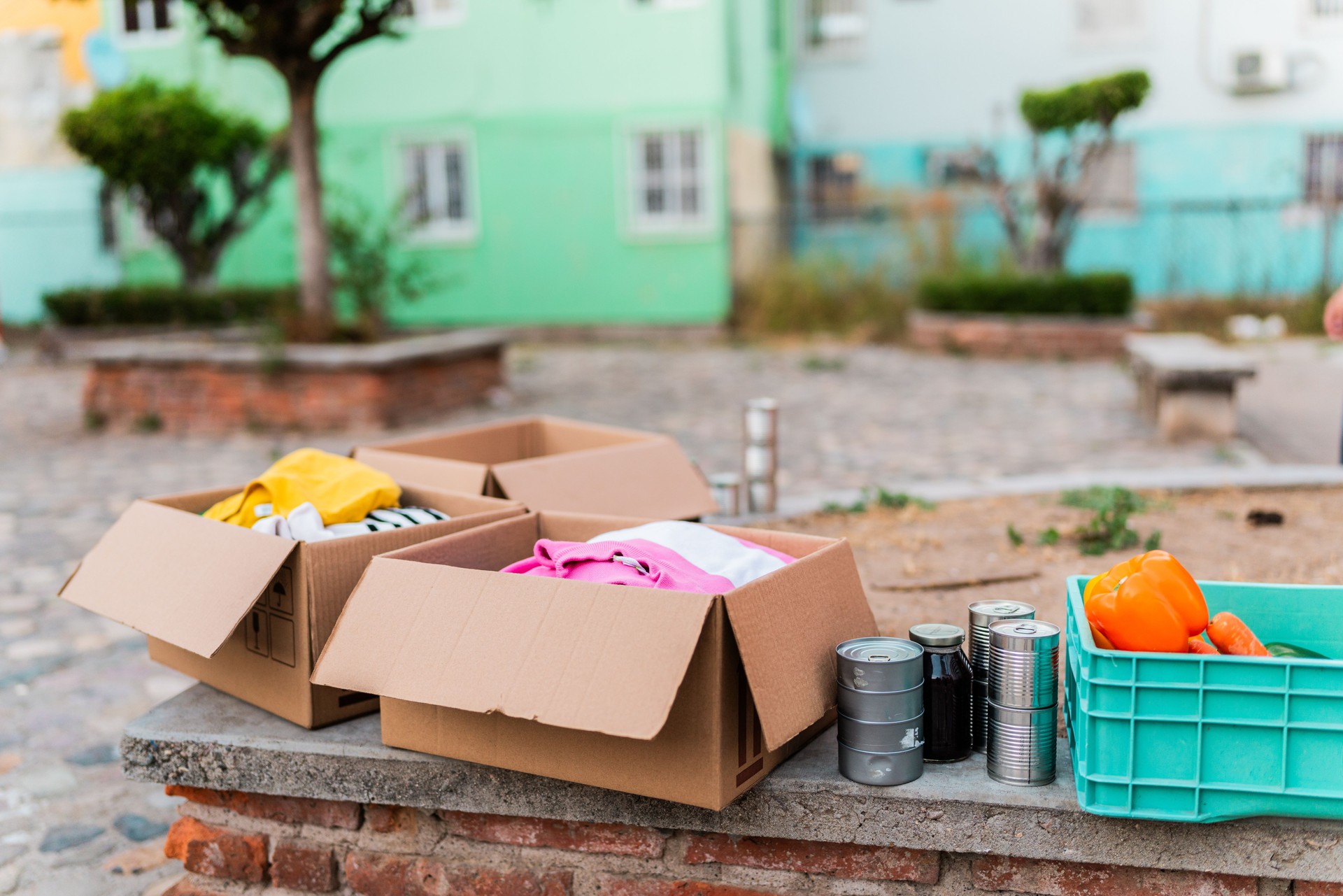 Donation boxes outdoors